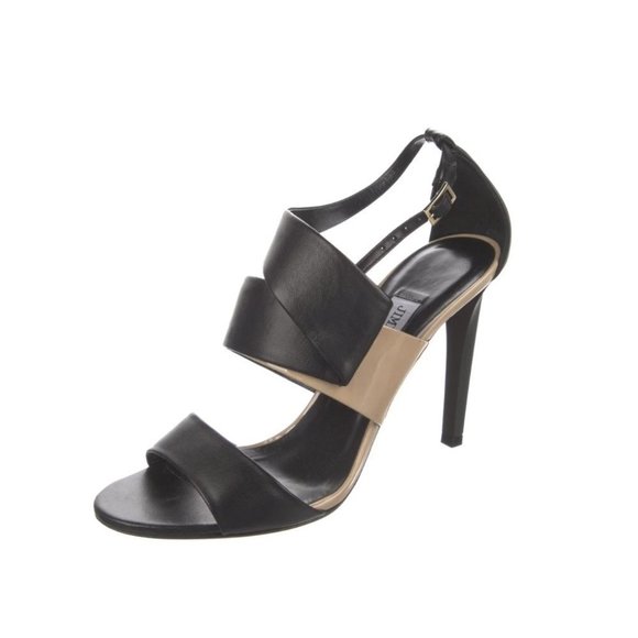 Jimmy Choo Black and Beige Leather Criss  Cross BEAUTIFUL Size 36.5 - Picture 1 of 6